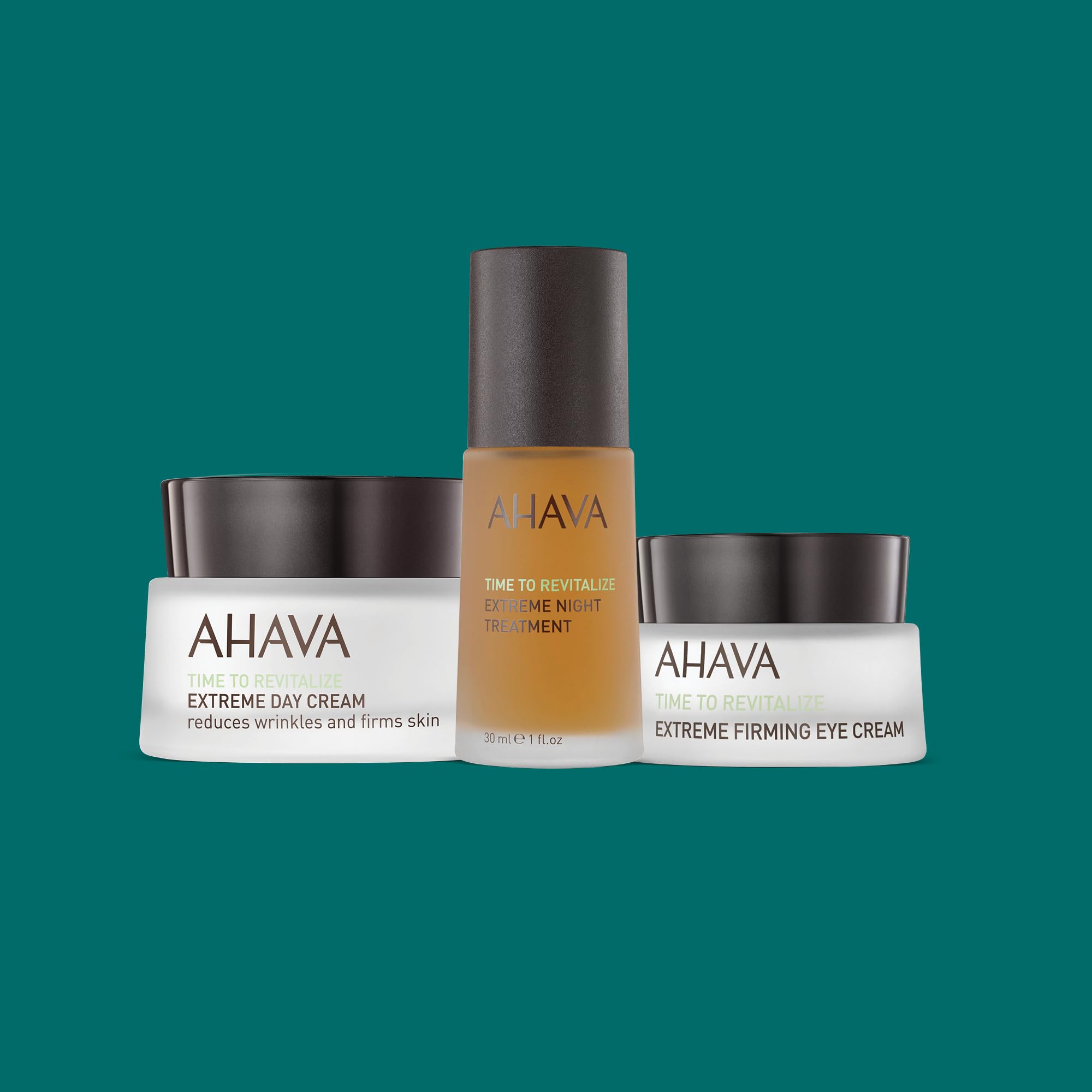 AHAVA Extreme Trio Set - Includes Extreme Day Cream 1.7 Fl.Oz, Extreme Night Treatment 1 Fl.Oz & Extreme Firming Eye Cream 0.5 Fl.Oz, tightening & radiating anti-aging set of famous Extreme collection