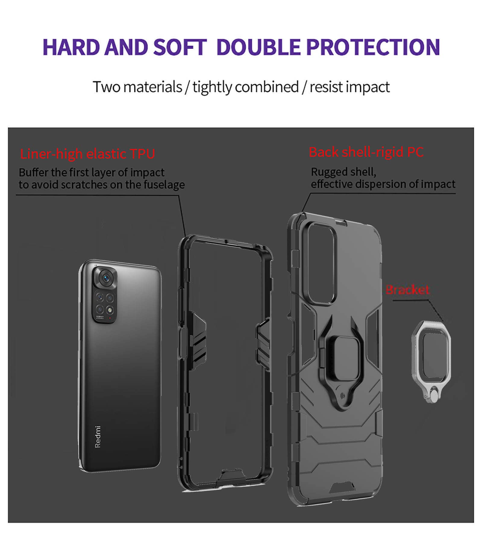 GOKEN Cover Per Xiaomi Redmi Note 11 4G / Note 11S – Custodia In TPU Morbido, Nero, Antiurto E Antiscivolo - 3