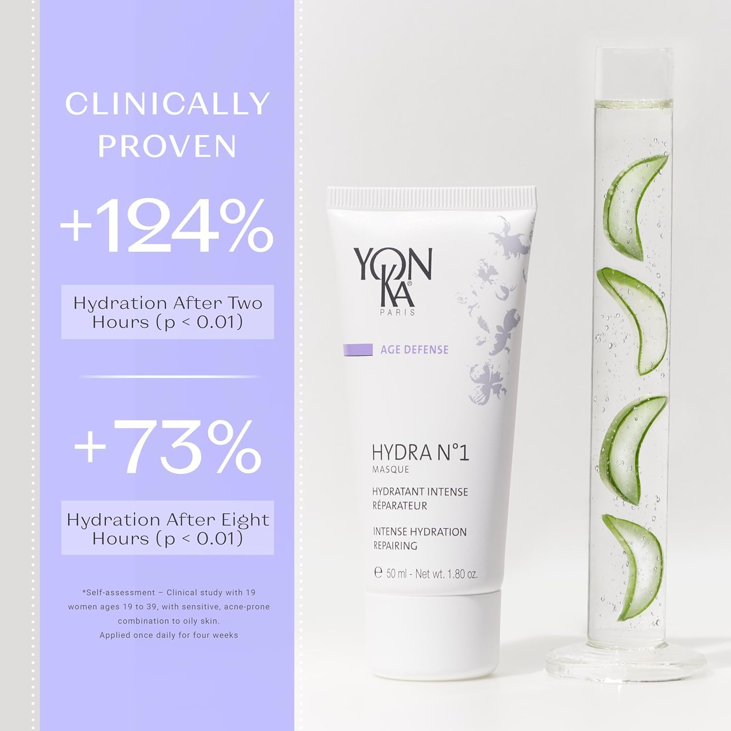 Hydra N°1 Mask Yonka 50ml - Gesichtsmaske für Dehydrierte Haut – Tiefenfeuchtigkeitspflege für Trockene und Beanspruchte Haut, Repariert und Reduziert Falten – Dermatologisch bestätigte Ergebnisse!