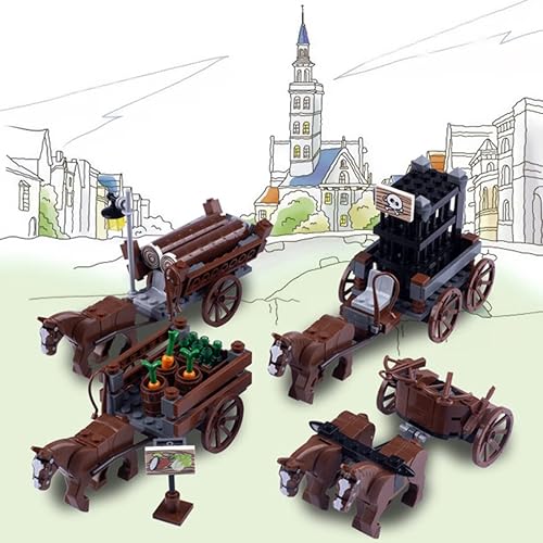 Miniatura 2 de HMNY Paquete de armas medievales para caballeros medievales, juego de construcción de caballos de carruaje medievales, compatible con Lego Medieval