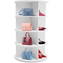 4-Tier Rotating Shoe Rack Tower, 360 Spinning Shoe Rack Hat Rack Vertical Handbag Rotate Shoes Closet Organization for Entryway,Bedroom, Cloakroom,Living Room White, 4 Tiers