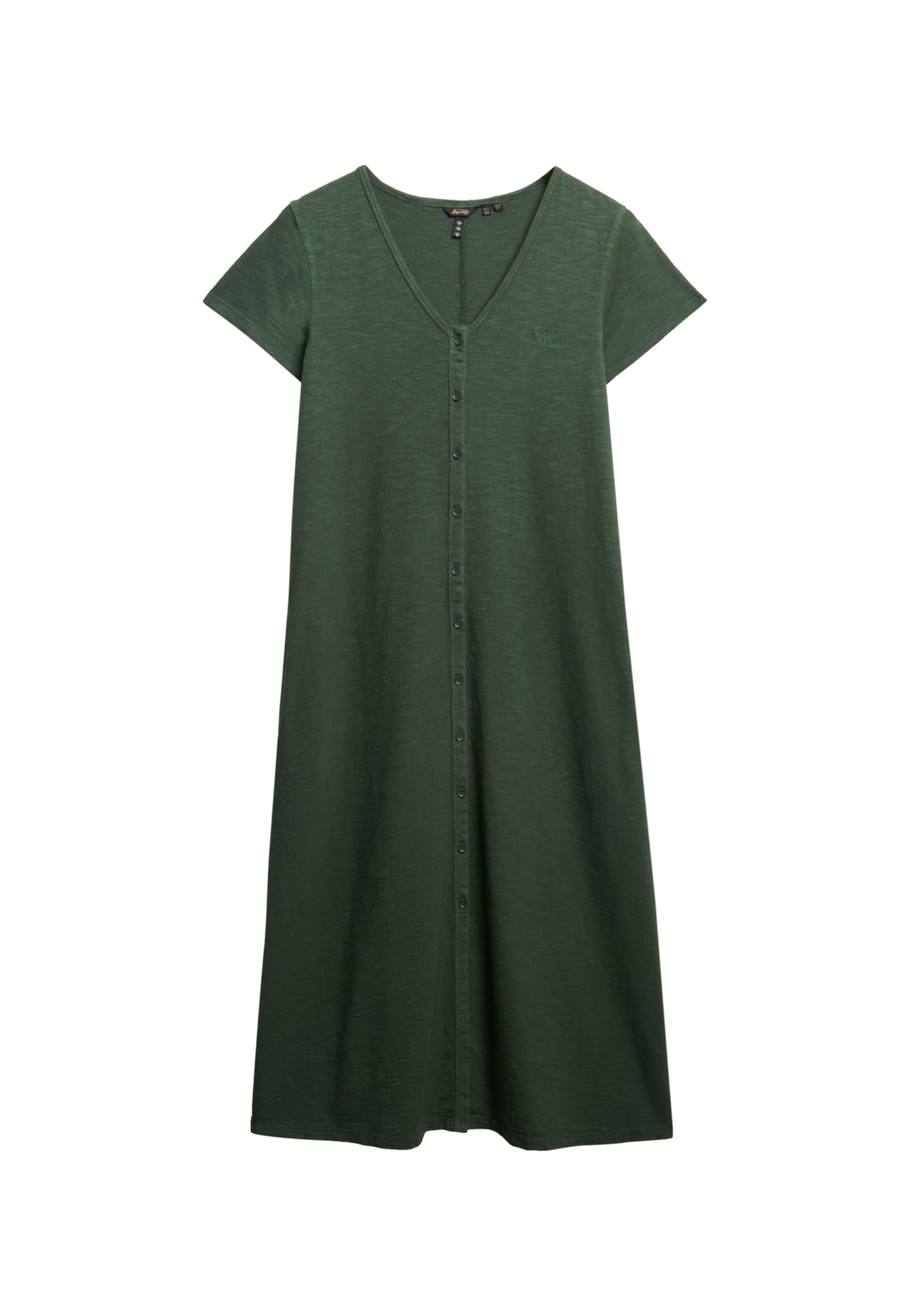 Superdry Women's Short Sleeve Button Down Jersey Midi Dress, Duffel Bag Green, 10