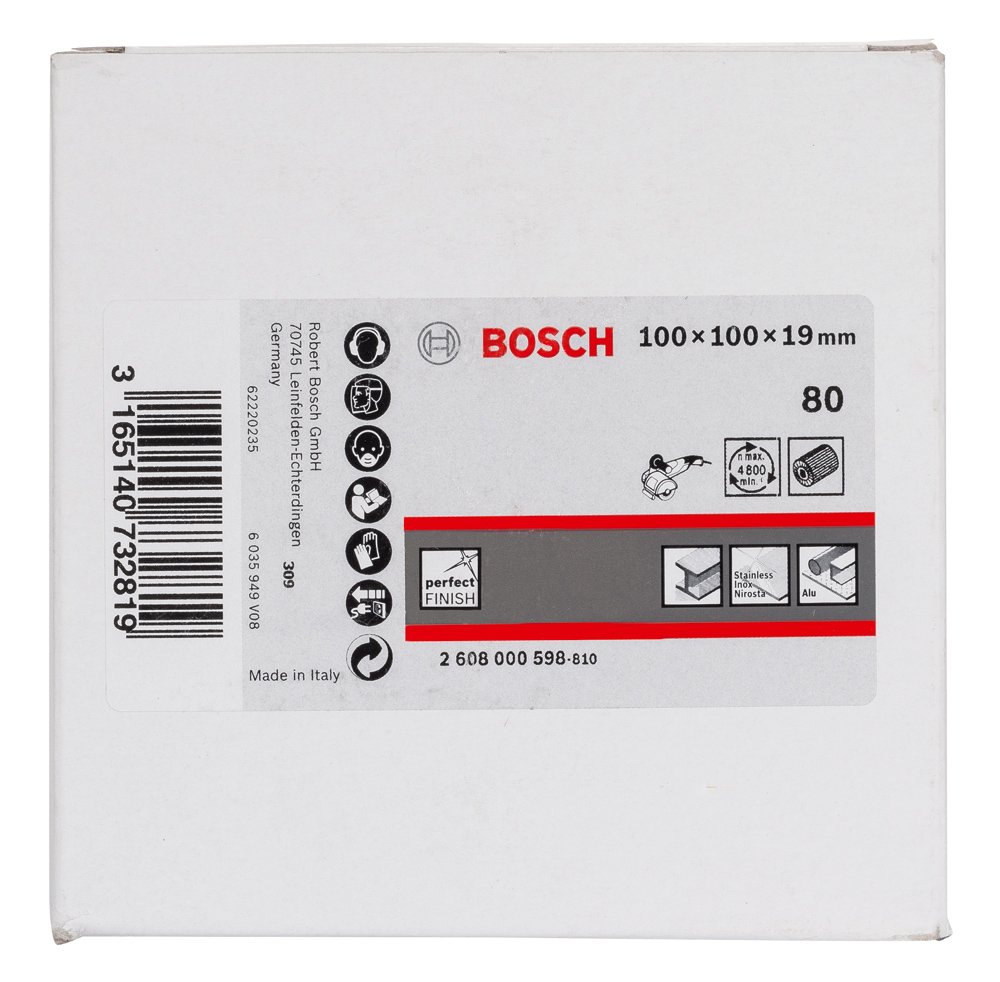 Bosch Professional 2608000598 Lamellenschleifwalze mit Vlies P80, 19, 80, 100 mm