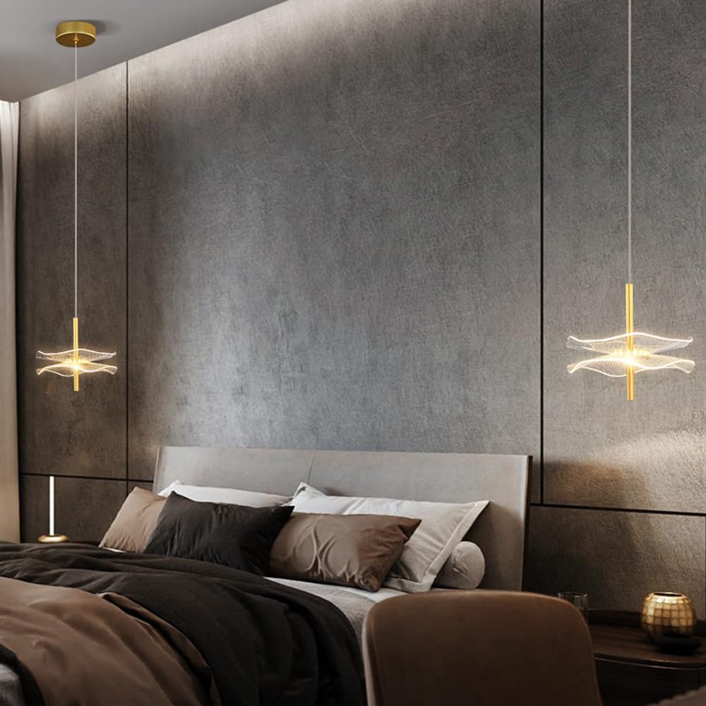 Nowoczesny, minimalistyczny żyrandol LED przy łóżku w sypialni, 7,9 cala, skandynawski luksusowy żyrandol akrylowy do salonu i jadalni, odpowiedni do baru, hotelu, biznesu, oprawa oświetleniowa.