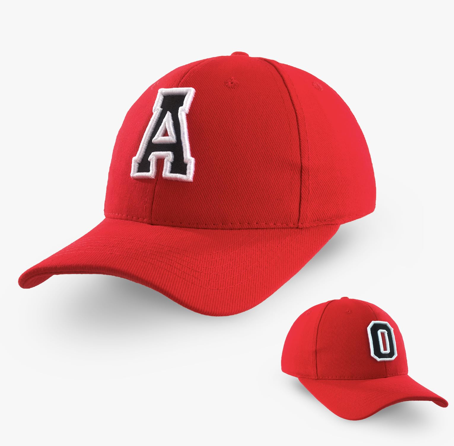 4sold Ragazzo Ragazza 3D Ricamo Alfabeto Bambini Scuola A-Z Regolabile Berretto Da Baseball Rosso Nero Lettera Caps Bambini Cappello Sport