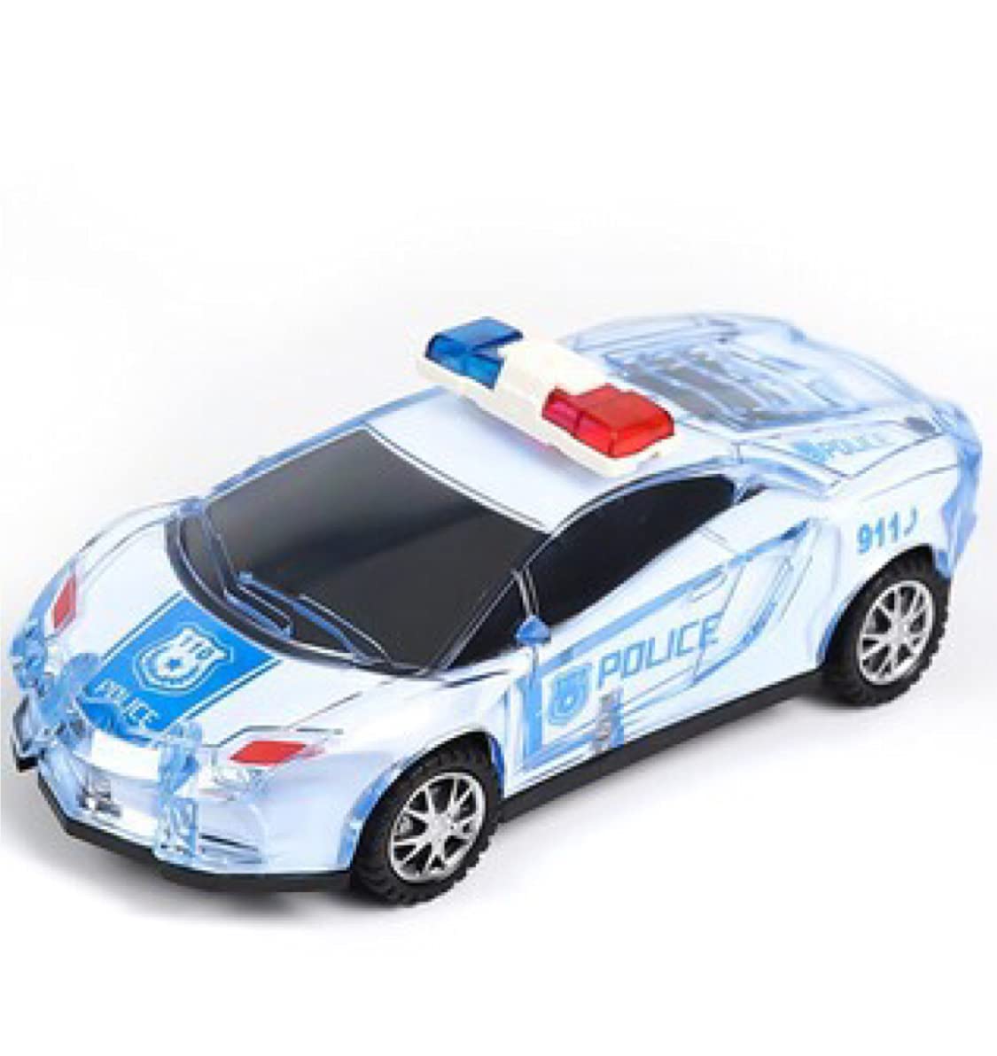 Qbic Bump & Go Friction Powered Super Speed 3D Police Vehicle Model with LED Light and Siren Sound MusicToy Car for Kids