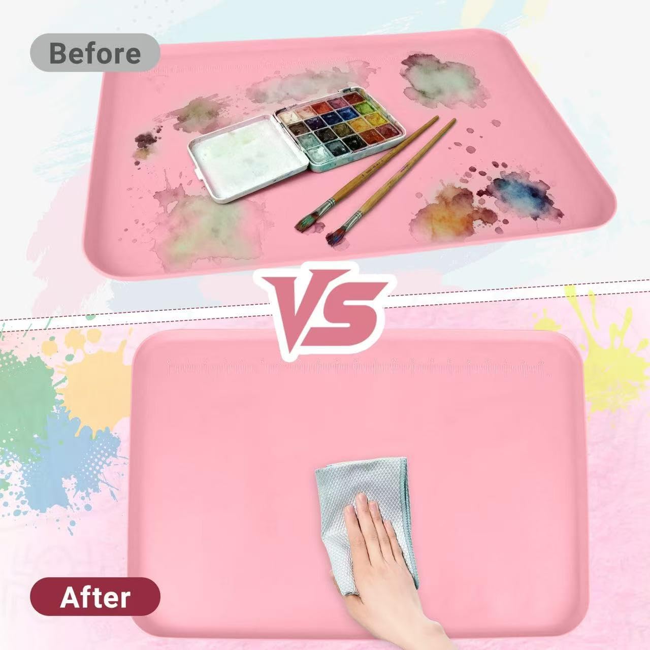 Premium Silicone Art Mat for Crafts, 24" x 16" Non-Slip Art Mat for Painting, Clay, Resin, Slime, Jewelry-Making, and Crafts – Waterproof & Easy to Clean, Raised Edges for Mess-Free Crafting (Pink) - Image 6