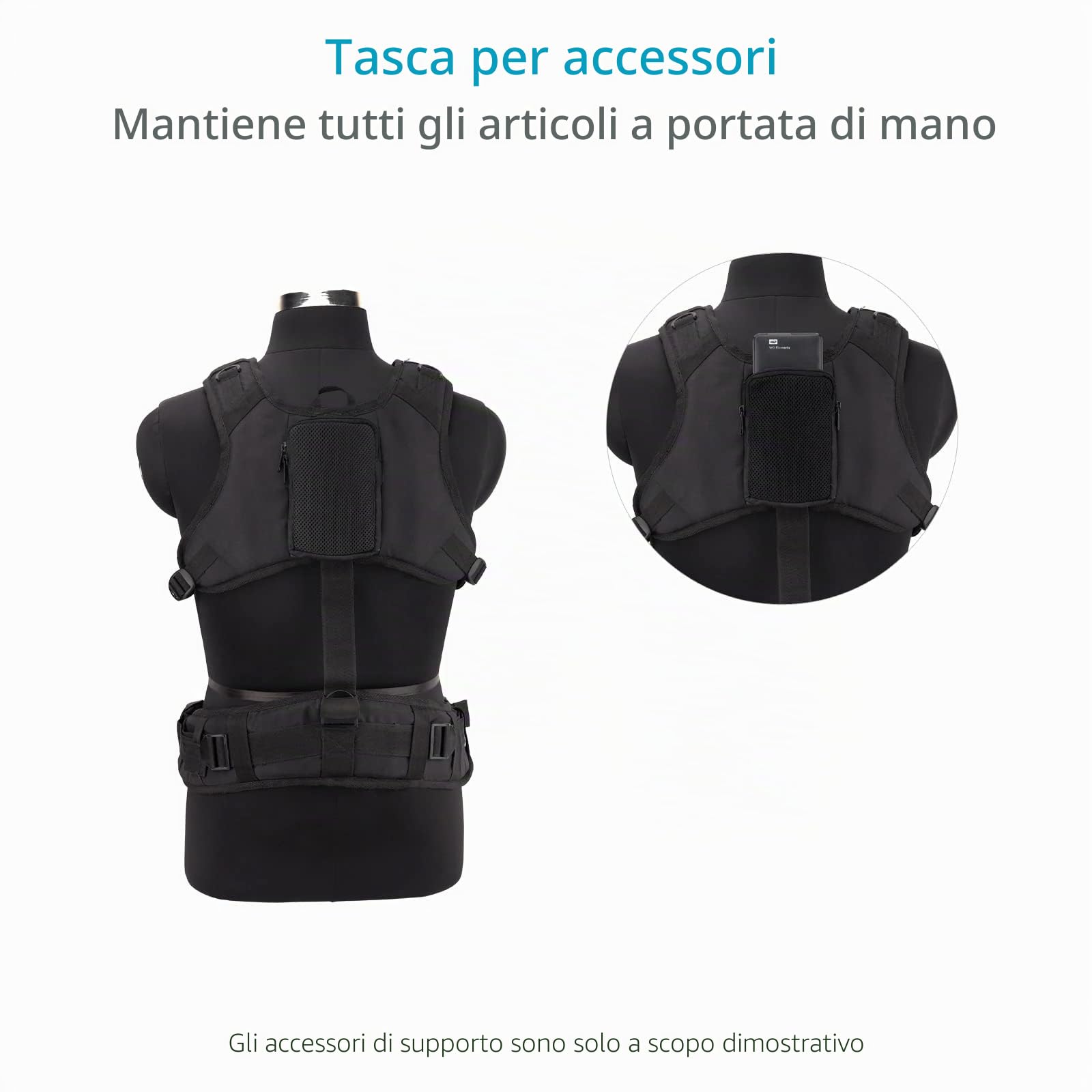 PROAIM Cube Universal Jacket per borse per registratori audio da campo. Gilet regolabile per registratori audio, fonici e mixer audio - Dotato di tasche per accessori. (JK-CBUH-01)