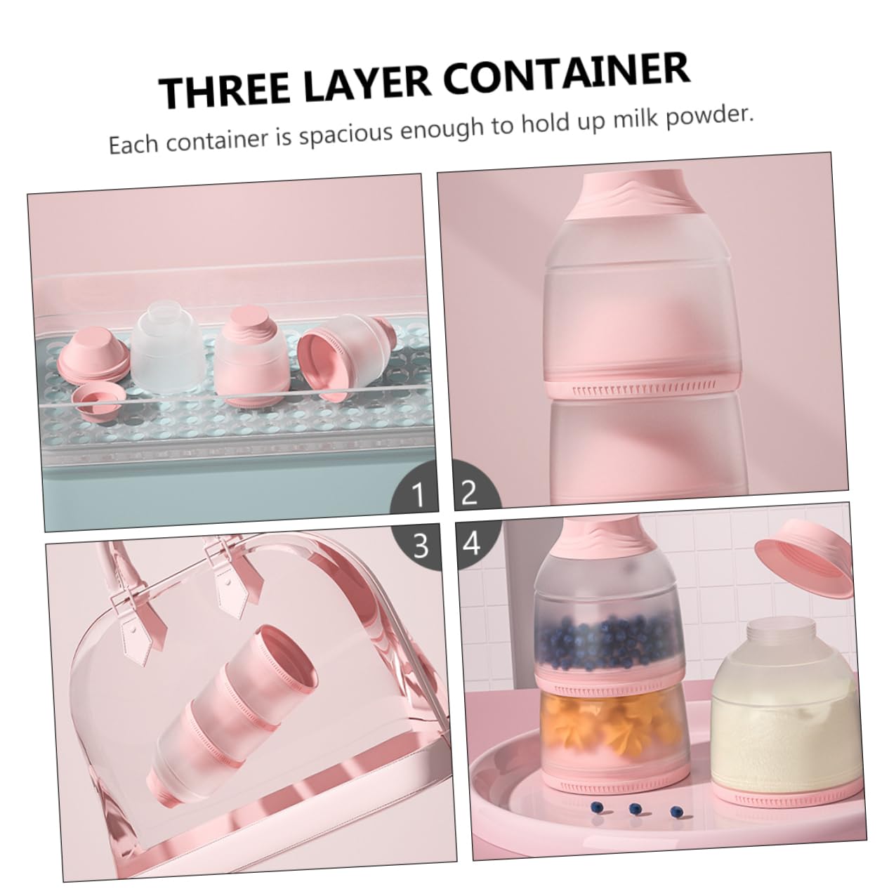 SUPVOX Large Capacity Milk Powder Box 3 Dividers Storage Portable Milk Powder Dispenser Sealed Easy to Open