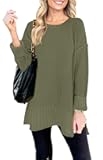 Women's 2025 Fall Winter Oversized Pullover Sweater Casual Loose Crew Neck Long Sleeve Side Split Jumper Tops