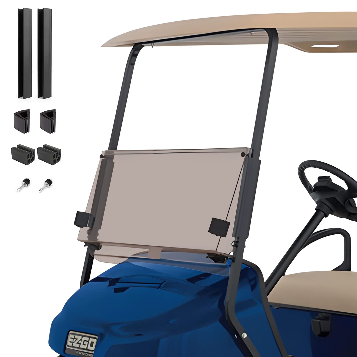 for EZGO TXT 1994-2013 Golf Cart Windshield, Foldable & Impact Resistant Compatible with EZGO TXT Tinted