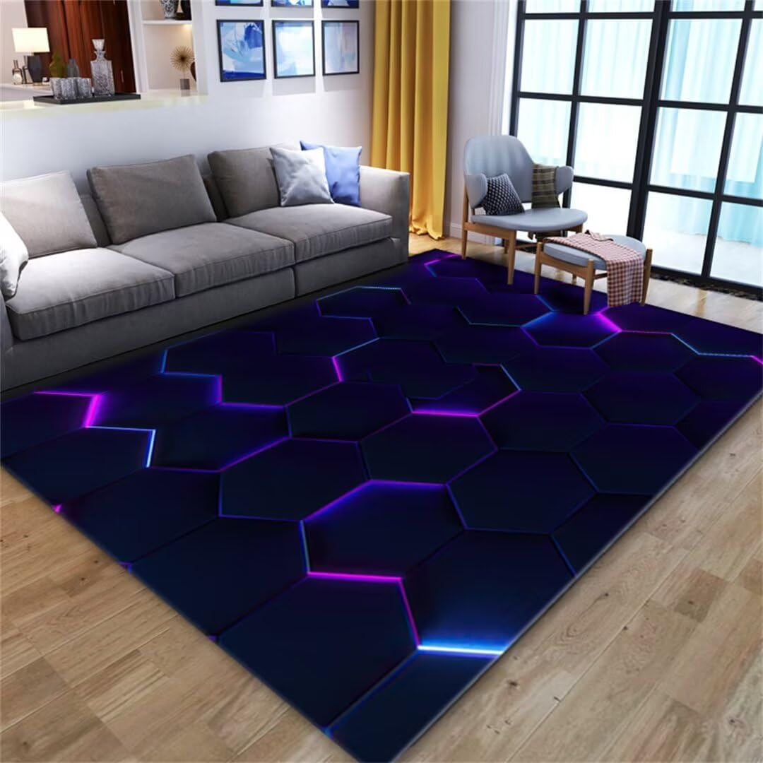 Tapis salon lavable en machine antitache à motif abstrait 200x300