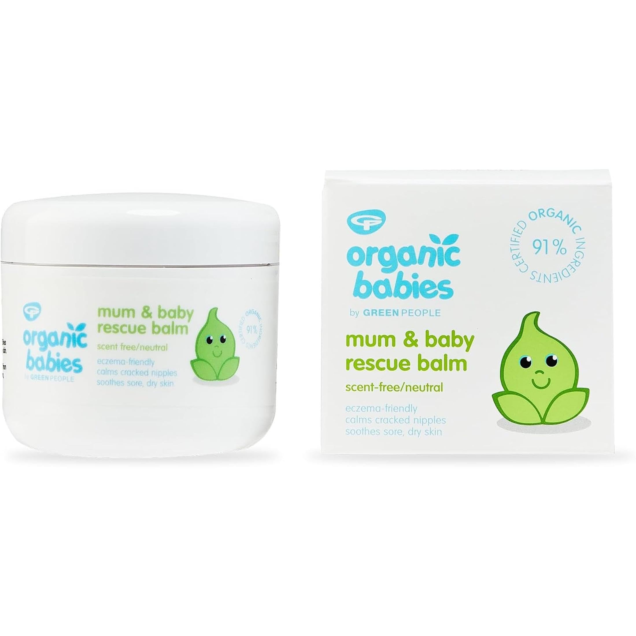 Green People Bio-Babys Mama & Baby Rescue Balsam, 100ml | Natürlich und Bio, Ekzemfreundlich, Duftfrei, Ringelblume, Hanf, Sheabutter und Bienenwachs, Empfindliche Haut und Ekzeme