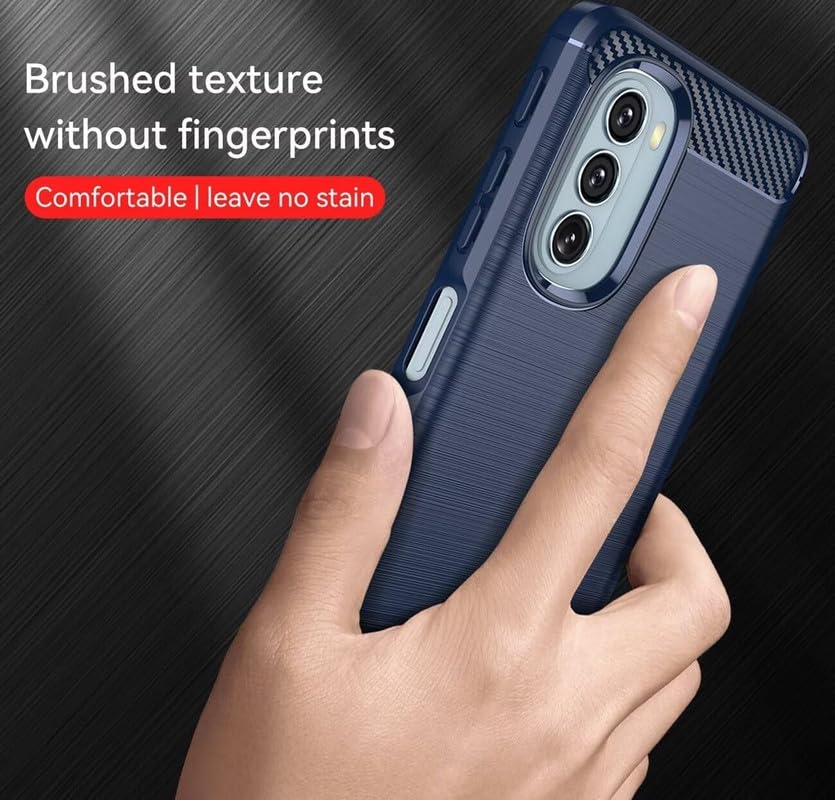 Image of NPRC Hybrid Ultra Slim Protective Case TPU Non-Slip Carbon Fiber Texture Shockproof Case Cover for Moto G51 - Blue