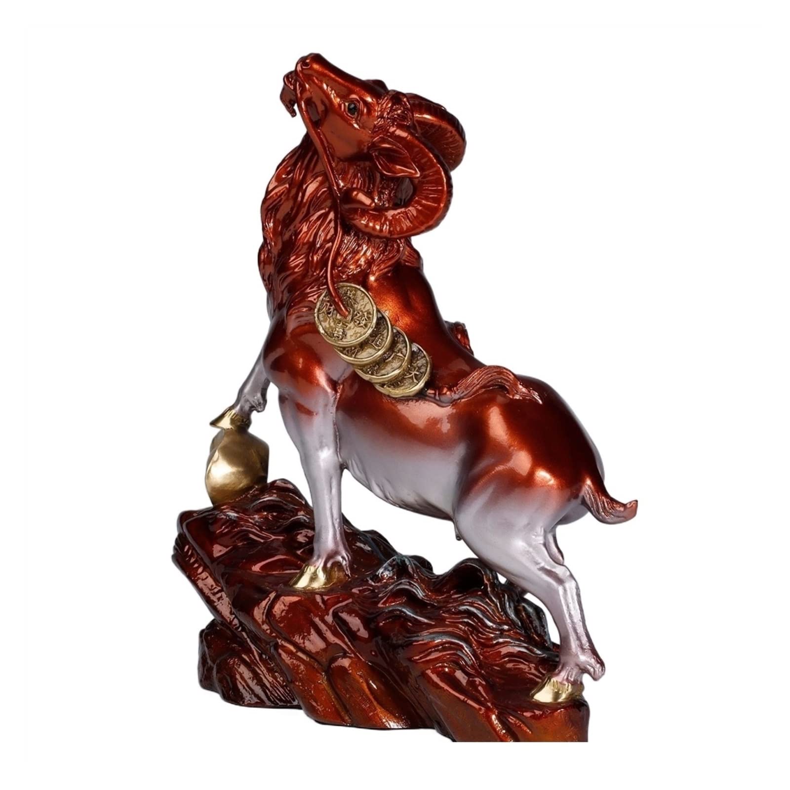 ZZlei2yu-12 Home Decor Ornament Brass Chinese Zodiac Sheep Gold Sheep Auspicious Ornaments Home Entrance Living Room Copper Sheep Ornaments Decoration Opening Housewarming Colorful Ornament