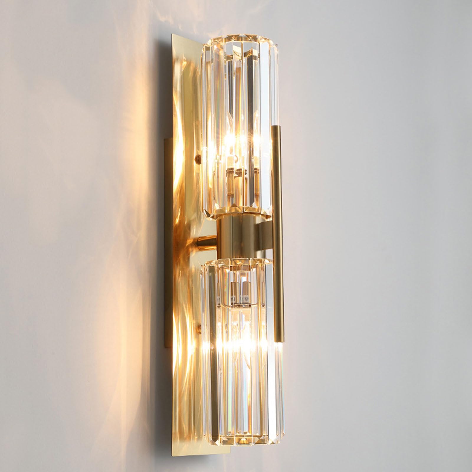 AWEITG E14 Crystal Wall Sconce - Elegant Indoor Lighting for Living Room, Bedroom, and More(Gold B-2)