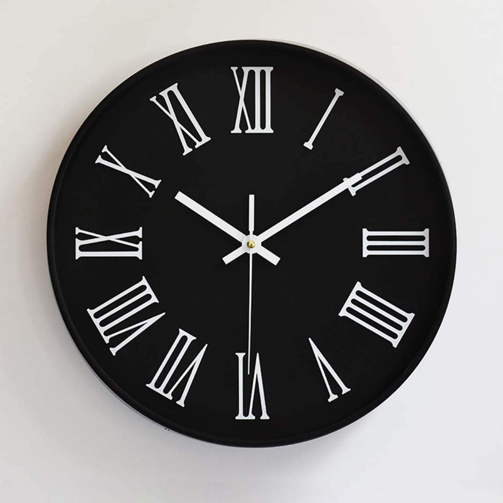 Gaone Classic Round Wall Clock, Traditional Roman Numeral Quartz Wall Clock, Modern Silent Non-Ticking Home for Living Room/Kitchen/Office Decorative 12 Inch,Black