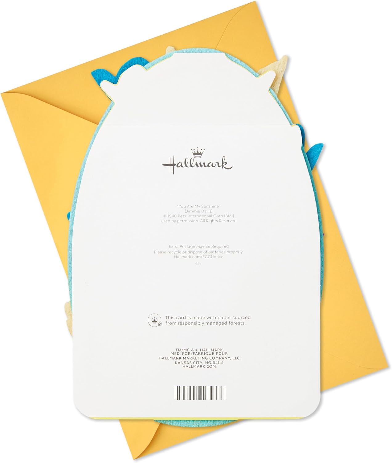 Hallmark Easter Card with Sound (Felt Bunny Plays You Are My Sunshine) - Image 6