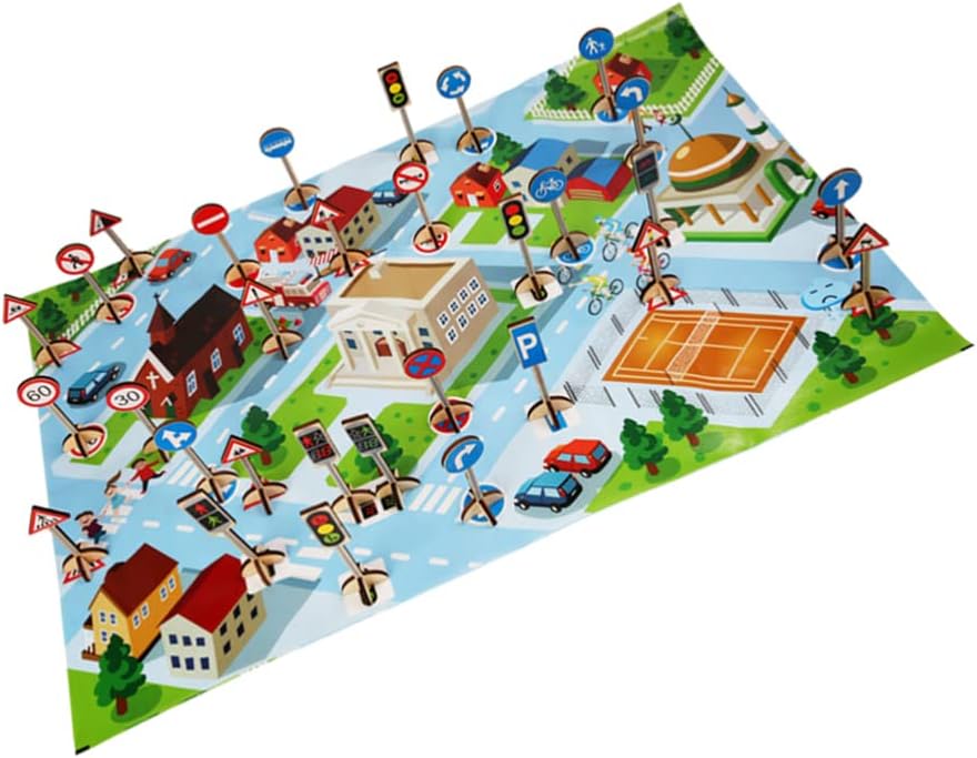 Toyvian 1 Juego Señales de Tráfico Señales de Tráfico Calle Parque Infantil Set de Juego de Mini Semáforos Figura Modelo para Los Niños Pequeños Pretender Vehículo Juguete Educativo