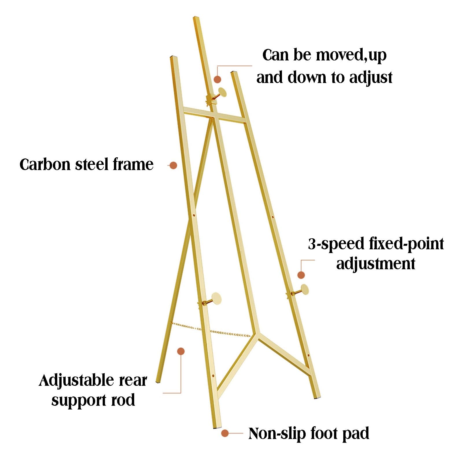 Genérico Caballete De Pie con Soporte De Cadena, Caballete De Exhibición For Letreros De Bodas Y Carteles, Caballete De Exhibición De Artista con Trípode, Fácil De Usar(Gold,50X150cm)