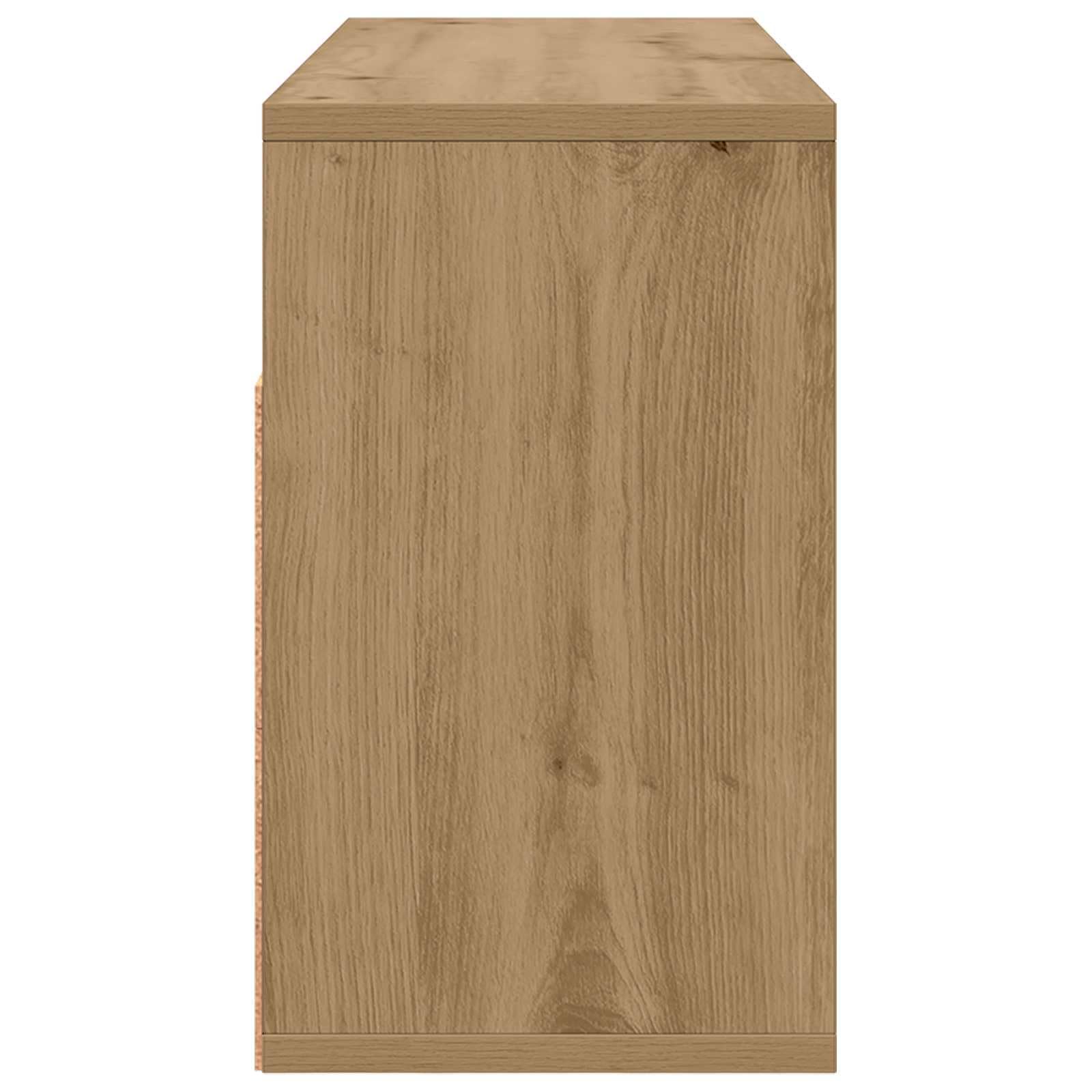 Lowboard 72 x 22,5 x 38 cm, rękodzieło, dąb | Drewno inżynieryjne, 3 szuflady, 2 półki, wpuszczane uchwyty, szafka na książki