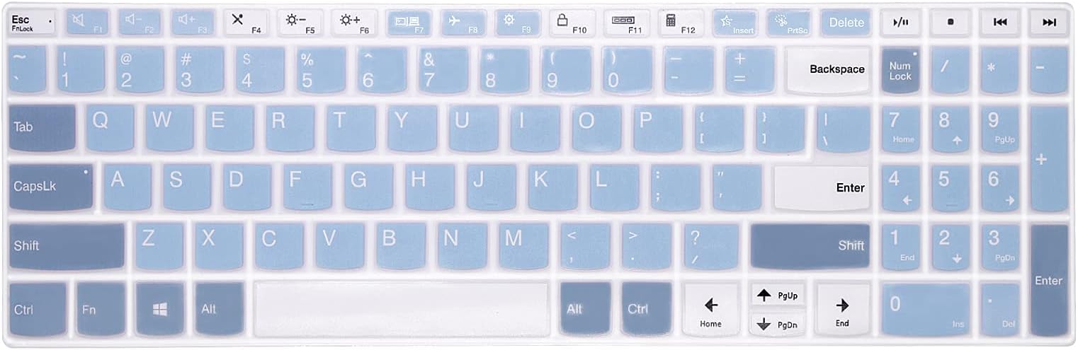 Keyboard Cover for Lenovo Yoga 7i 15.6" 16", IdeaPad 3/ 3i 15.6 17.3, IdeaPad 5/ 5i 15.6 17.3, IdeaPad Flex 5/Flex 5 15.6, Yoga Slim 7 15, IdeaPad Slim 7 15.6, ThinkBook 15/15P G2 G3 G4（Ocean）