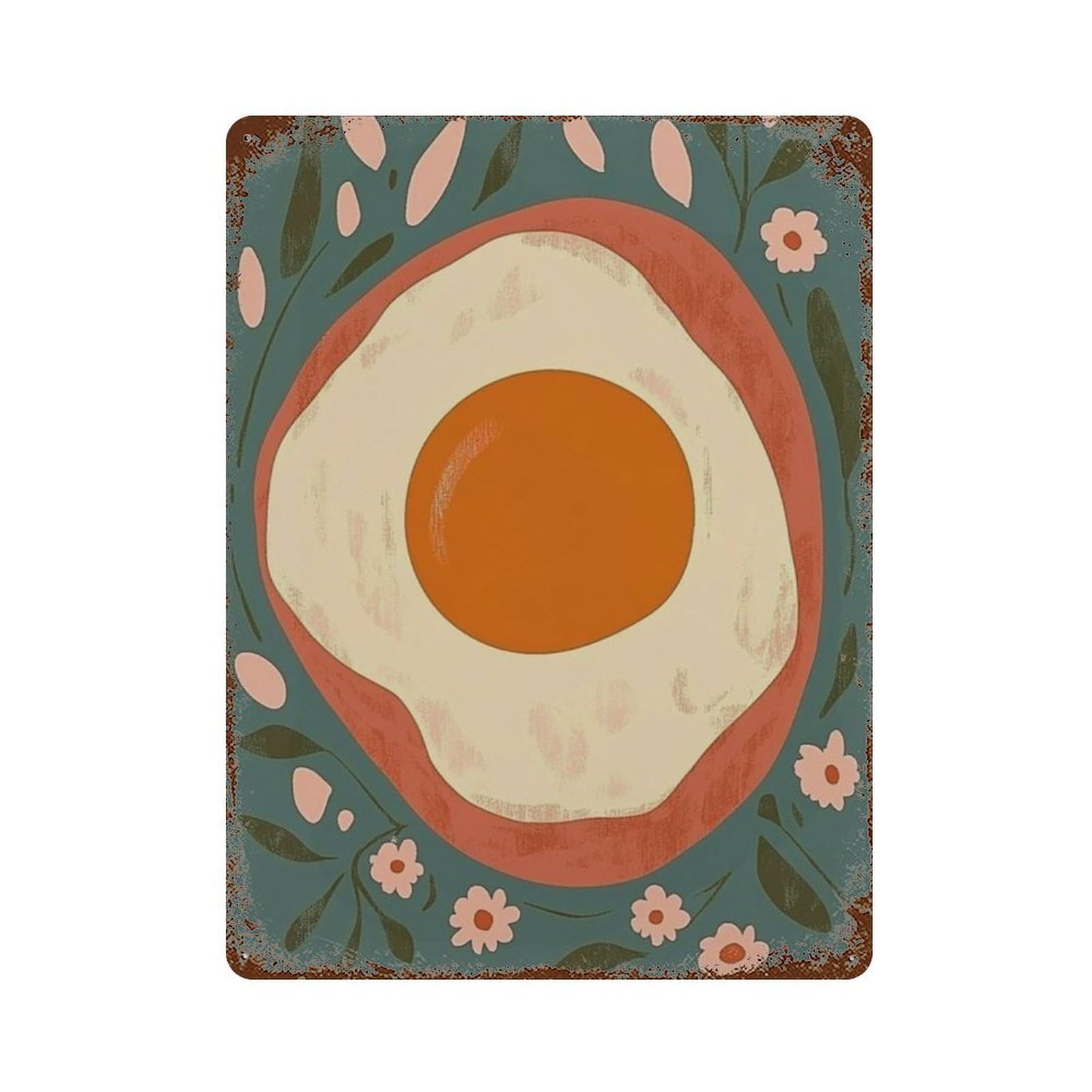 xiaoxiaoshen Fried Egg Kitchen Minimal Food Breakfast Modern Wall Decor Art Metal Tin Poster Modern Home Decor Art Home Bar Shop Decorations Vintage Sign 40x30cm