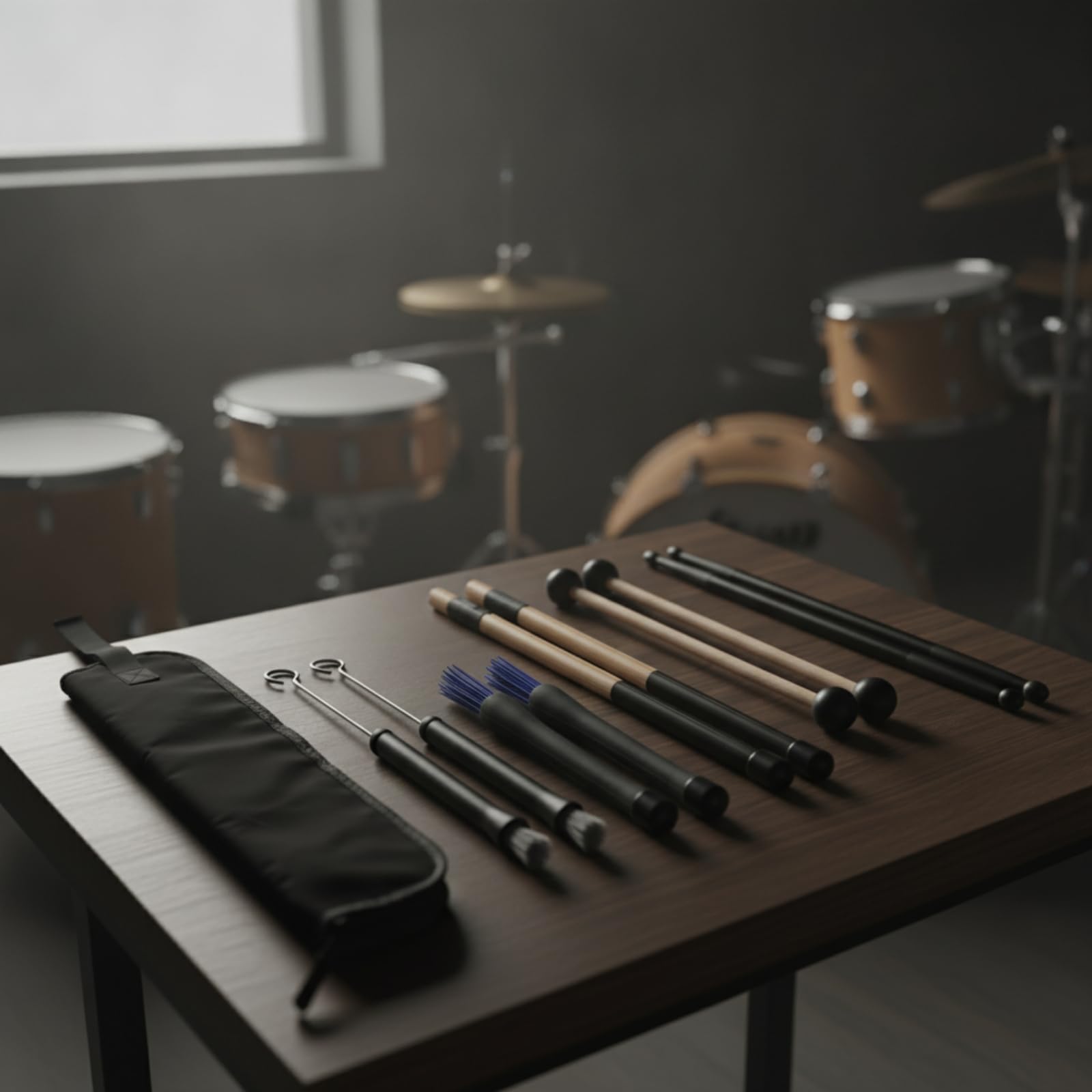 TISHITA Drumstick Bundle Kit Percussioni Bacchette Spazzole Bundle Mallet con Custodia Protezione da Polvere E Graffi Adatto a Studio Prove Trasporti