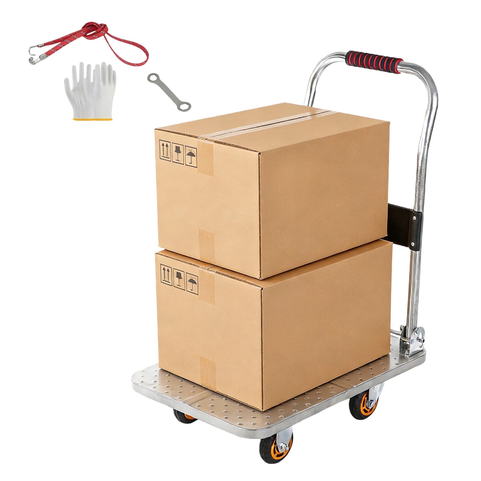 Carro con plataforma plegable para cargas pesadas con ruedas y asa, carro para transporte plegable, carro para bolsa para un fácil transporte y elevación pesada (tamaño: 60 x 40 cm)