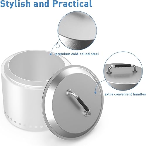 Miniatura 2 de Tapa para fogata para estufa individual Yukon - Tapa de acero inoxidable con asas de silicona - Accesorios de estufa de 27 pulgadas (Yukon)