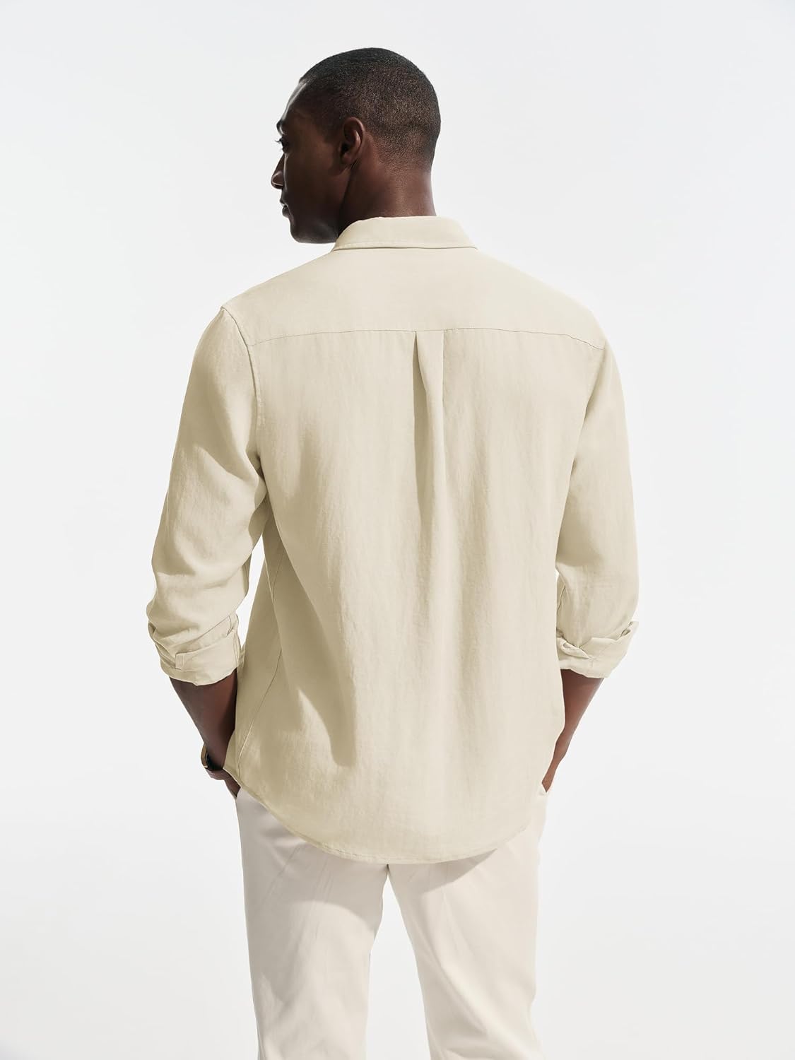 PJ PAUL JONES Men's Casual Button Down Shirts Long Sleeve Linen Beach Wedding Shirt Summer Vacation Shirt for Men - Image 5