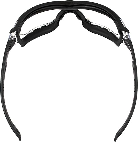 Miniatura 5 de Birdz Gafas de sol acolchadas de seguridad para motocicleta, montura negra, con lente transparente