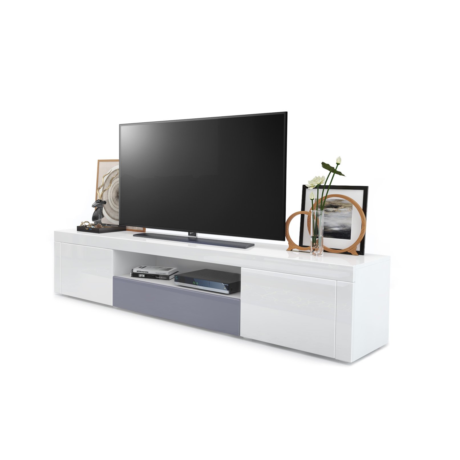 Buy Vladon TV Unit Stand Santiago, Carcass in White High Gloss/Front in