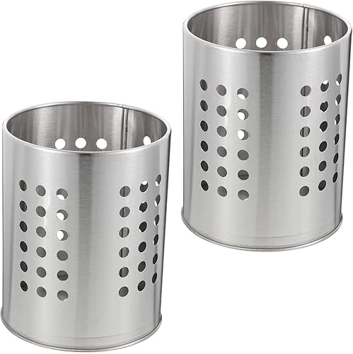 DOITOOL 2 soportes para utensilios de cocina de acero inoxidable para encimera, soporte para cucharas, cubos de cubiertos, soporte para palillos,