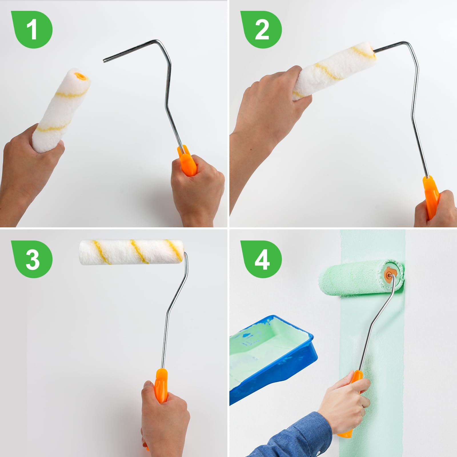 20 sztuk małych wałków malarskich 10 cm z uchwytem, zestaw wałków malarskich do farb ściennych, małe wałki malarskie, profesjonalne wałki malarskie, wałki lakiernicze do lakierów na bazie wody i lekko