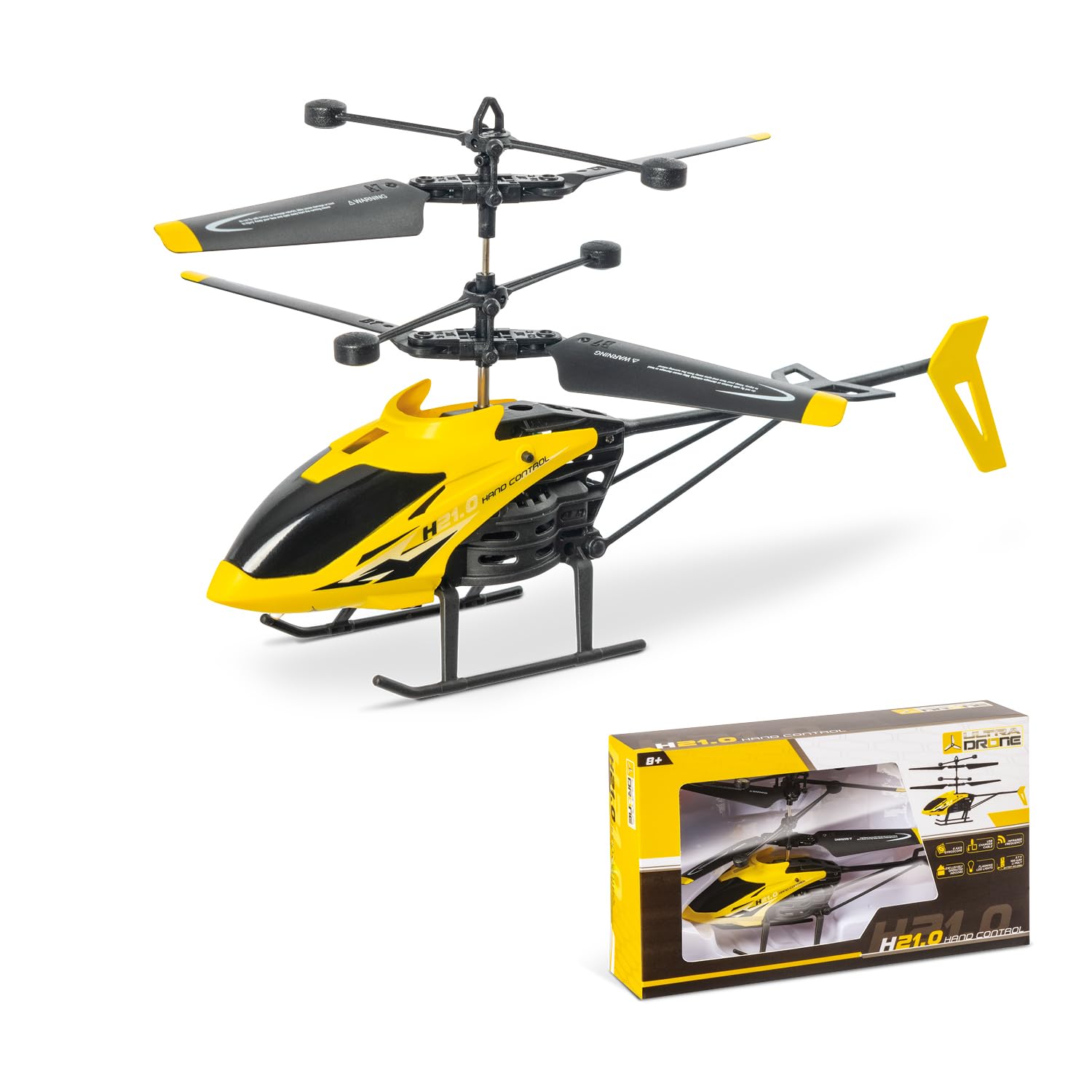 MONDO Motors Elicottero H21 Hand Control Ultradrone - si guida solo con la mano-alta stabilità - decollo ed atterraggio autmatici - 21 cms