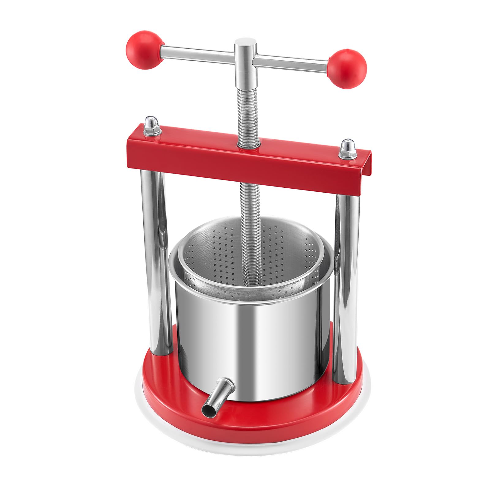 VEVOR Pressa Manuale per Vino di Frutta Cesto in Acciaio Inox 1,65L con Manico, Spremiagrumi Manuale per Bevande Alcoliche Pressa per Sidro, Mela, UVA, Tintura, Miele, Olio d'Oliva Cucina, Casa