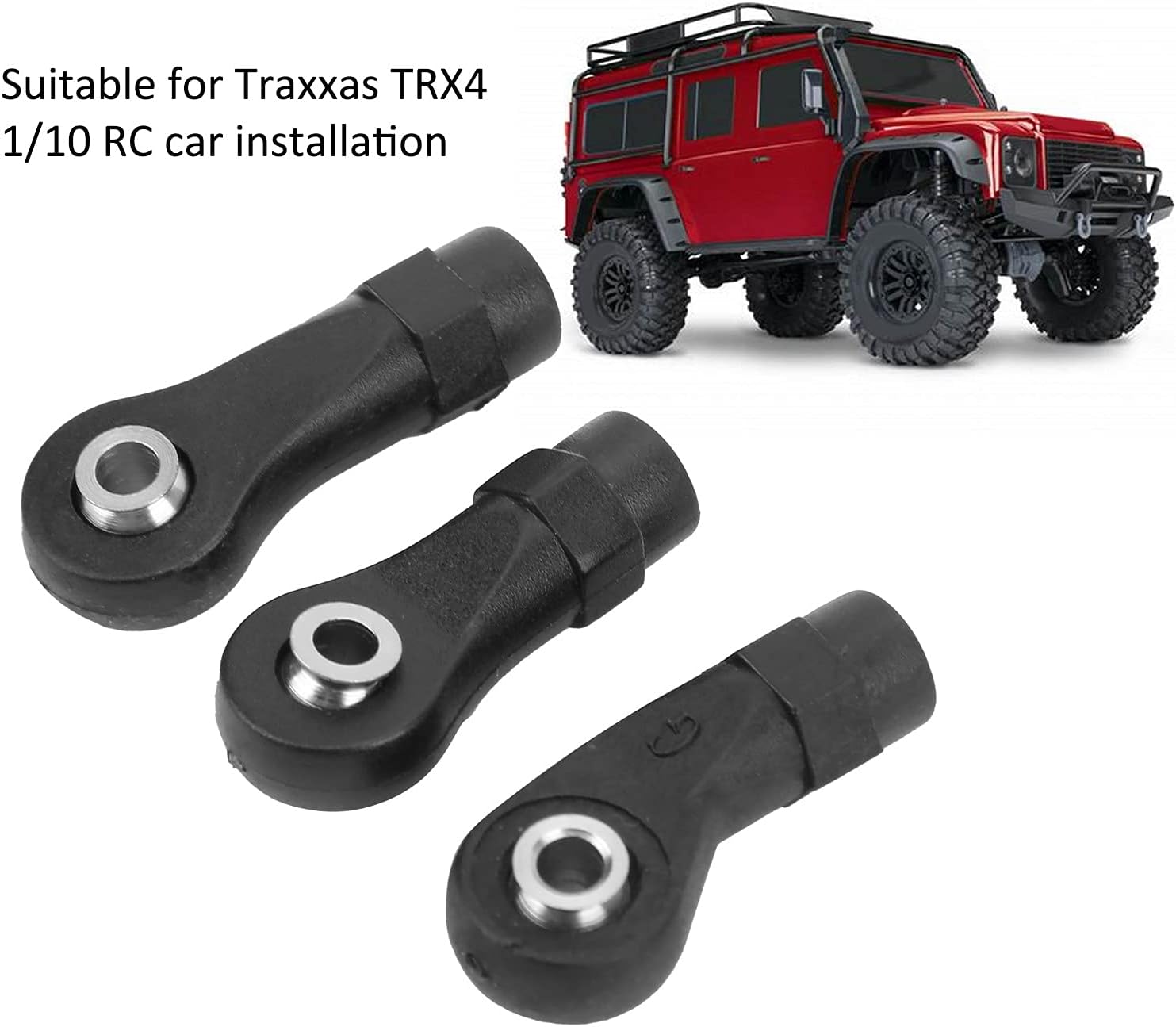 Link Linkage Rod End, 30Pcs RC Tie Rod End, 0.3in Diameter RC Steering Link Rod with 0.1in Ball Hole, End Ball Joint Head Set Compatible with Traxxas 1/10 RC Car, Black