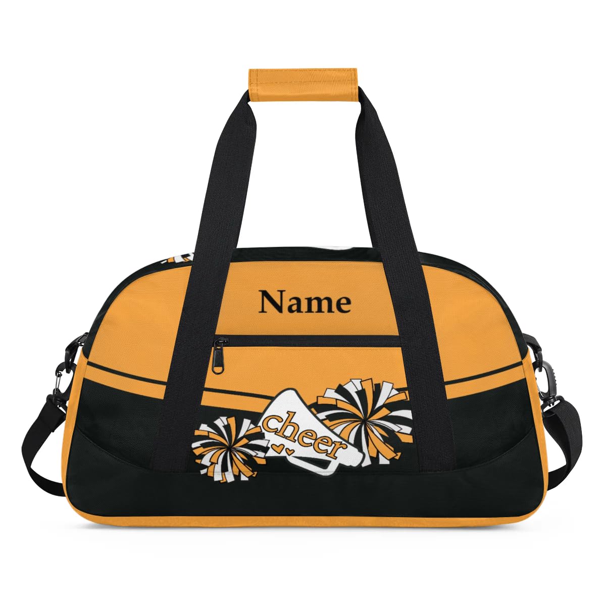 Cheer Yellow Black Personalized Duffle Bag for Kids Custom Dance Ballet Bag with Name Lightweight Travel Weekender Overnight Bags Sport Gym Duffel Bag