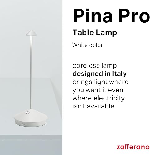 Miniatura 2 de Zafferano, Pina Pro - Lámpara de mesa inalámbrica recargable con controles táctiles, adecuada para interiores y exteriores, atenuador, 2200-3000 K,