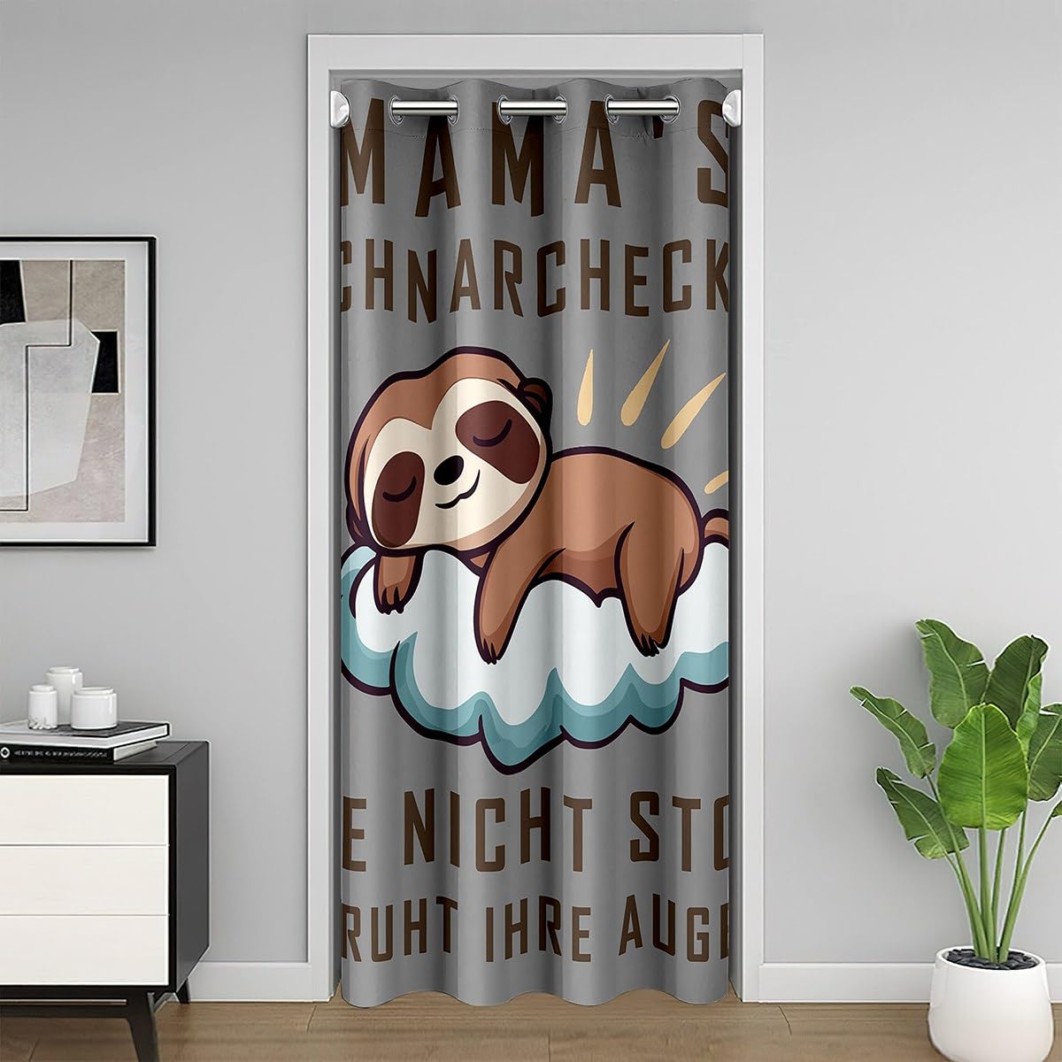 Loussiesd Cute Sloth Door Curtain for Doorway Privacy 132x213cm 1 Panel Kawaii Animal Closet Cover Boys Girls Cartoon Zoo Animals Room Divider Curtain Washable Brown Grey Bedroom Living Room Decor