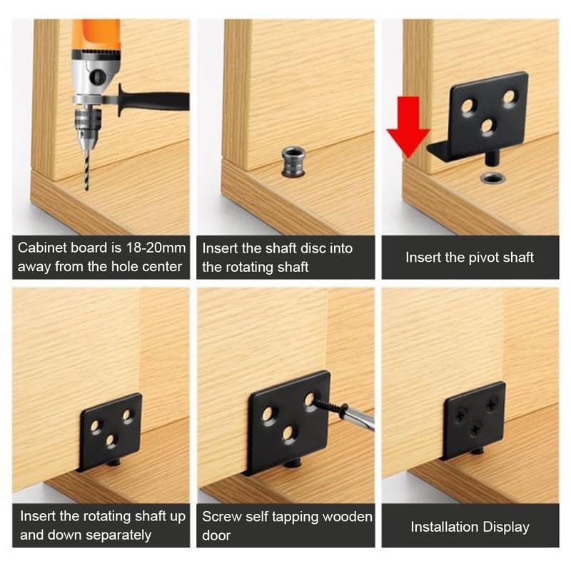 One Pair Black Stainless Steel Door Pivot Hinge for Wooden Doors Mute Concealed Rotating Door Hinge for Cabinet - Image 4