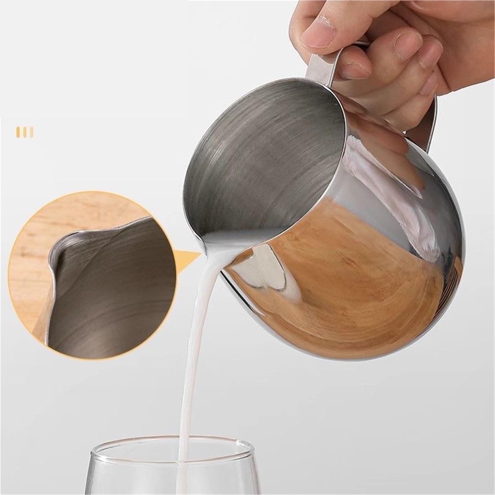 Jarra para Espumar Leche Cilindro de tracción de Acero Inoxidable, Tazas for Tirar de la Leche, ponche, Tazas de café, Leche, Hornear, té de la Leche, Tazas for Tirar(700ml)