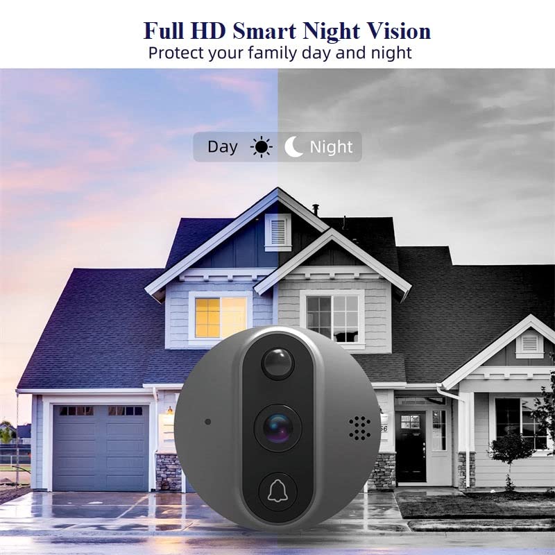 AUSHA Smart Wireless Video Doorbell with HD Camera, PIR Motion Detection, IR Night Vision, Two-Way Audio, Indoor Chime, Works with Tuya Smart/Smart Life App, WiFi Doorbell for Home Security 2