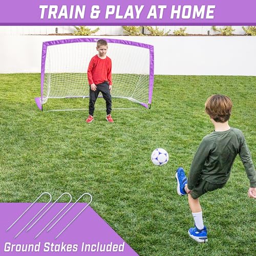 Image of GoSports Portable Soccer Goals for Kids - 13 Color Options - Choose 4 x 3 ft or 6 x 4 ft - Team Tone Pop Up Nets for Backyard