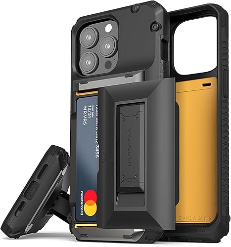 VRS DESIGN Damda Glide - Funda híbrida para iPhone 13 Pro, ranura para tarjetas con soporte, funda funcional resistente compatible con iPhone 13 Pro