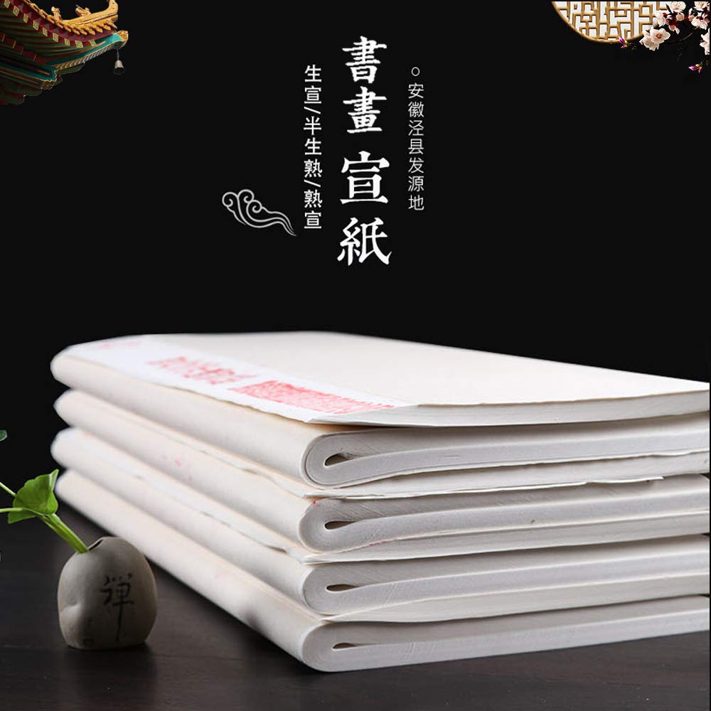 Tianjintang Handmade Chinese Sumi Calligraphy Painting Xuanzhi Rice Paper 100% Ripe Xuan Paper 熟宣 50 Sheets(35cm x 34 cm)