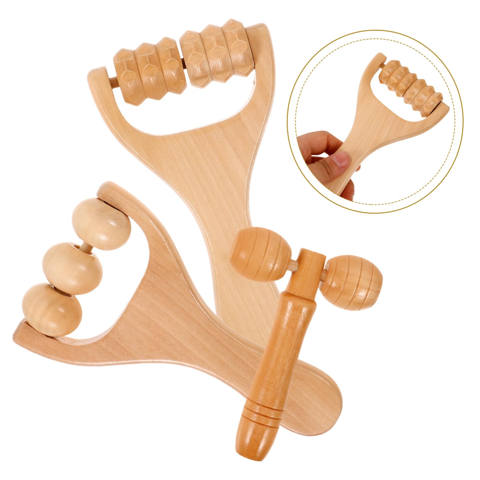 CALLARON Herramienta De Rodillo De Masaje De Madera Rodillo Para Pies y Pantorrillas Herramienta De Masaje Manual Para Relajar Músculos De Espalda Cuello y Piernas Casa