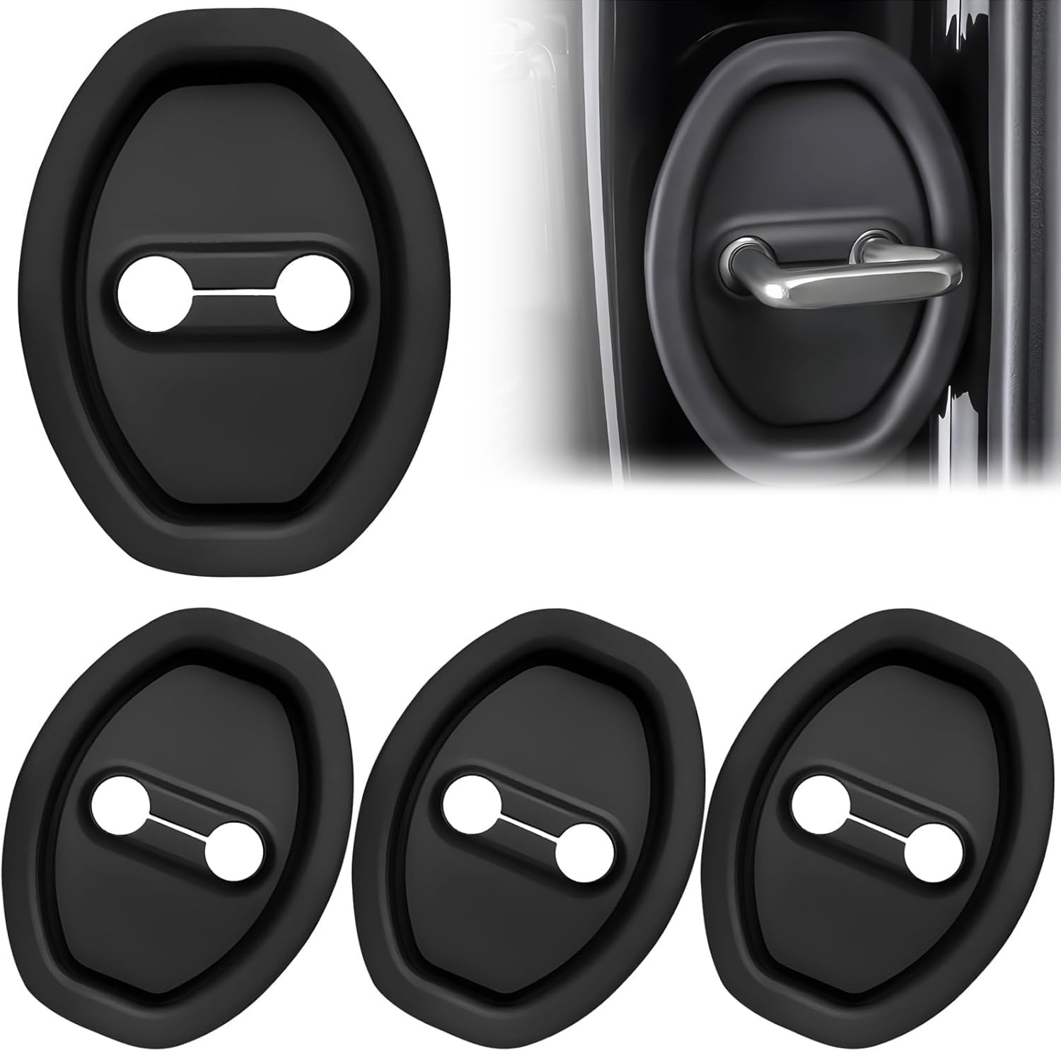 BSFYJXW Car Door Latch Silicone Protective Cover for Ford Fiesta VI, Shock Absorber Cushion Thickened Car Door Lock Protective Cover,A/Black
