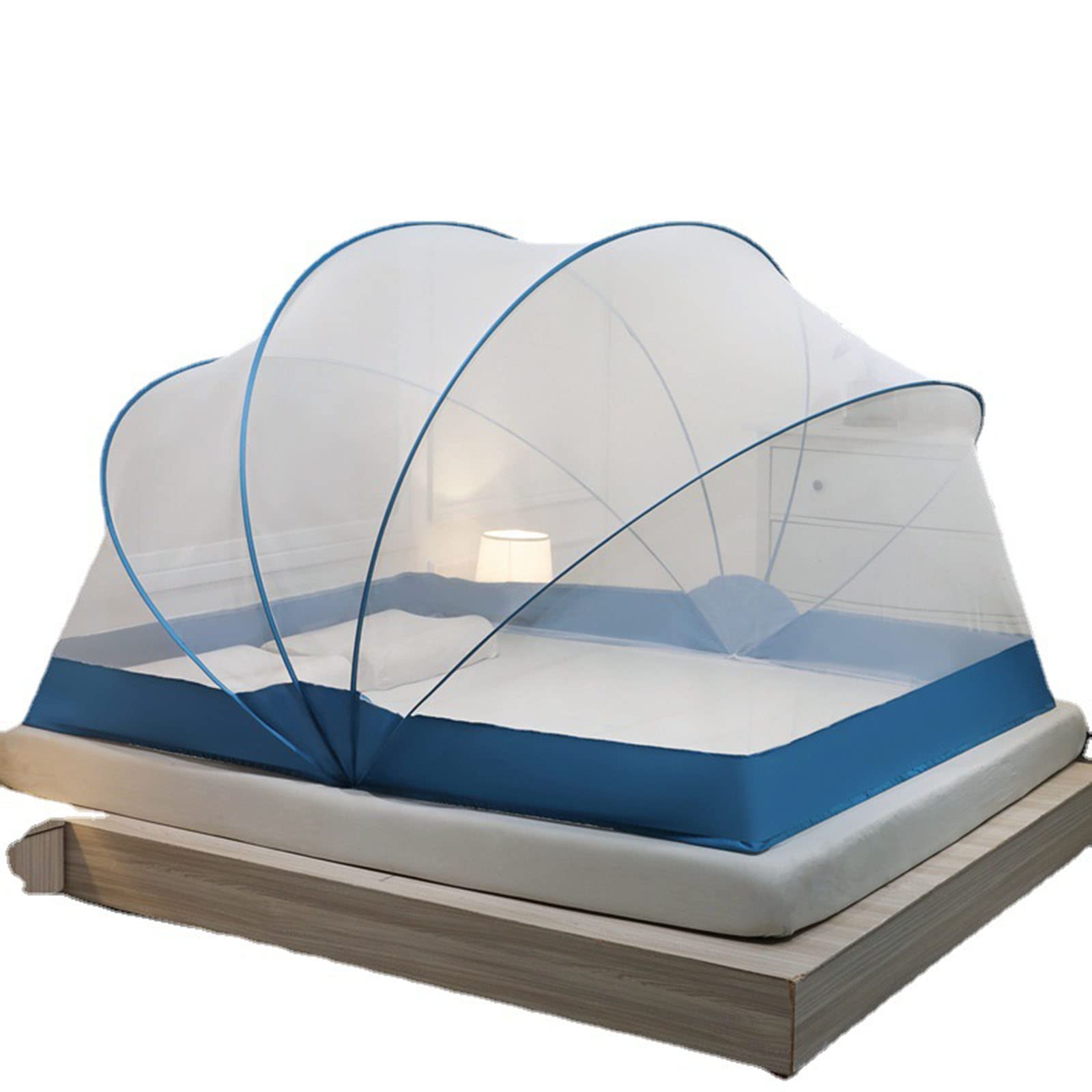 Tienda De Mosquitera Emergente, Mosquitera Plegable Portátil para Cama Individual/Doble, Mosquitera Recién Actualizada para Dormitorio Y Viajes Al Aire Libre, Fácil De Instalar Y Lavar,Azul A,100x19